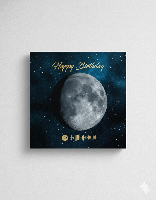 Custom Birthday Moon Phase Print with Custom Song & Voice Note + QR Code | Personalized Digital Gift with Framed & Photo Upgrade Options | Luxury Custom Digital Gifts