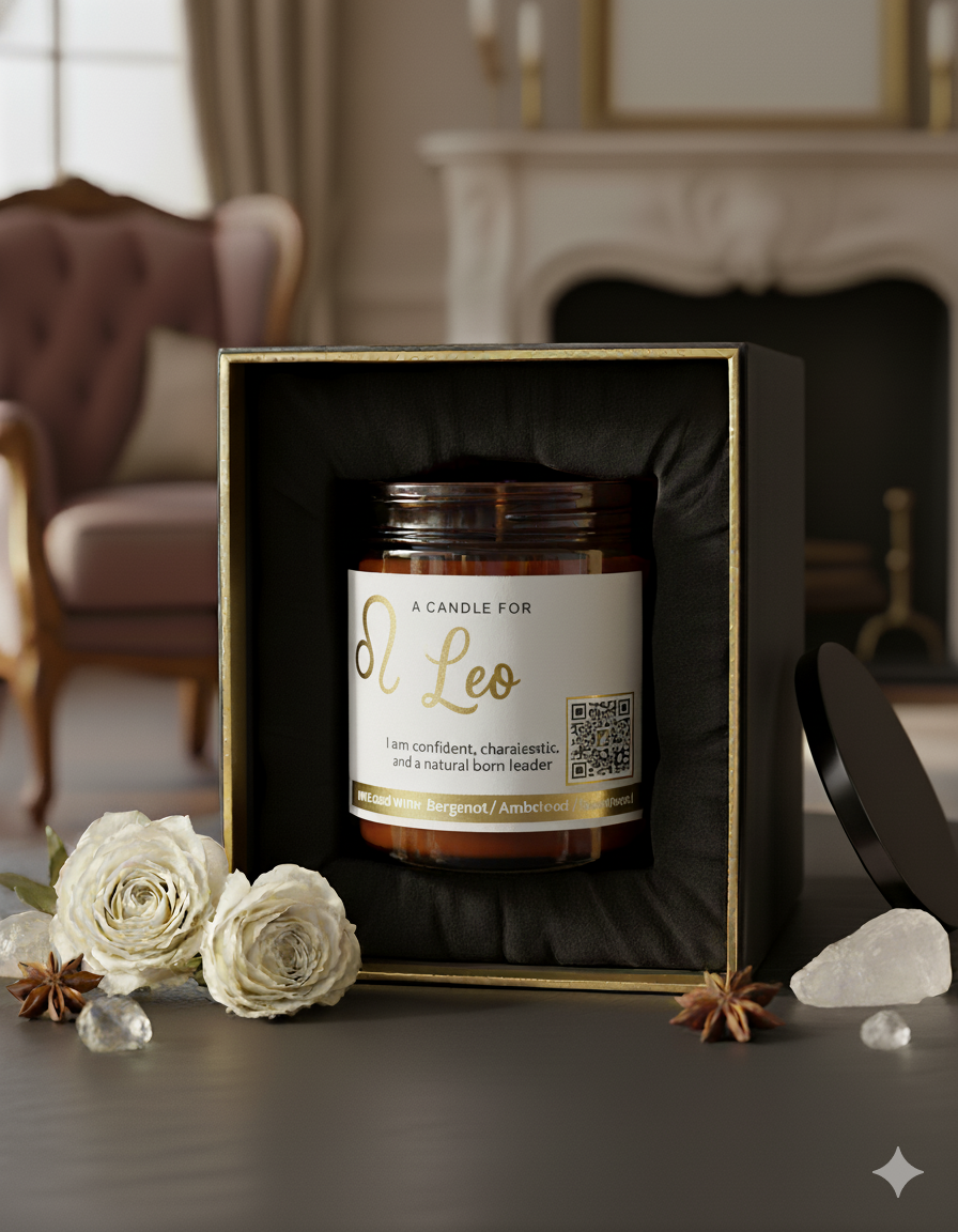 Custom Zodiac Birthday Candle with Personalized Song & Voice Note + QR Code | Includes Zodiac Sign & Positive Affirmation | Luxury Personalized Gift