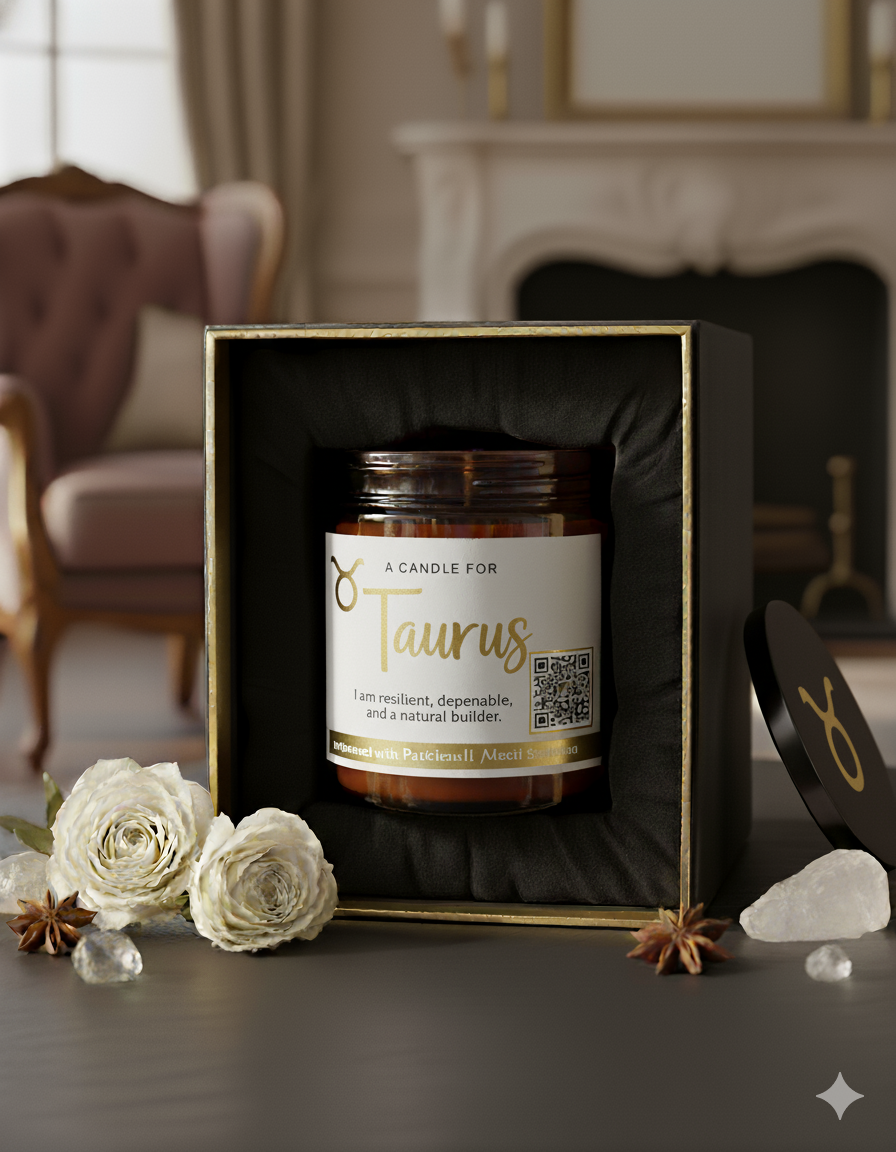 Custom Zodiac Birthday Candle with Personalized Song & Voice Note + QR Code | Includes Zodiac Sign & Positive Affirmation | Luxury Personalized Gift